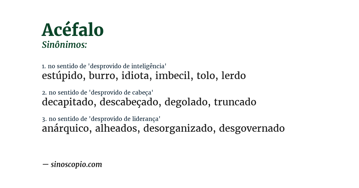 Sinônimo de acéfalo