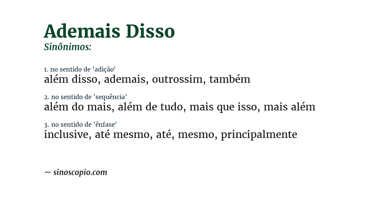 Sinônimo de ademais disso