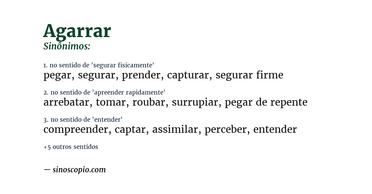 Sinônimo de agarrar