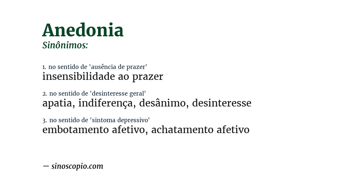 Sinônimo de anedonia
