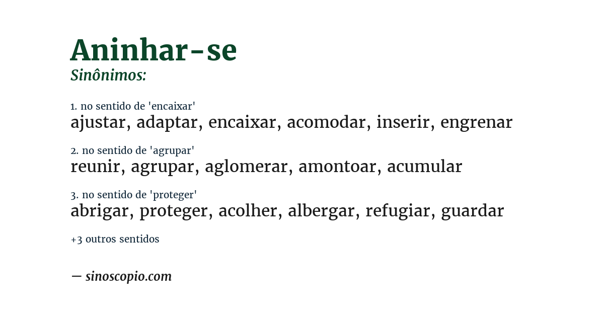 Sinônimo de aninhar-se