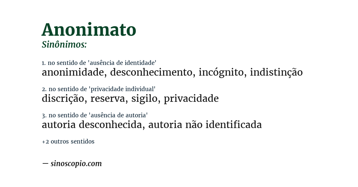 Sinônimo de anonimato
