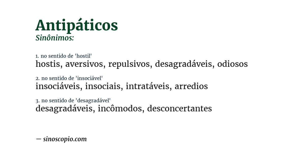 Sinônimo de antipáticos