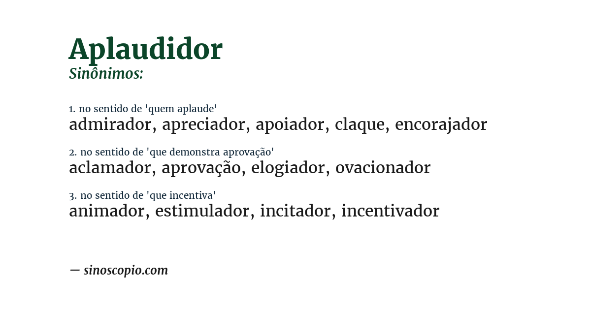Sinônimo de aplaudidor