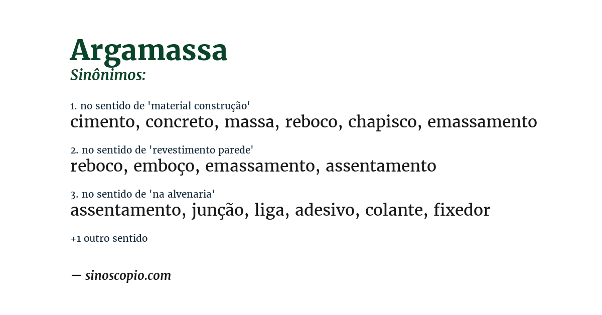 Sinônimo de argamassa