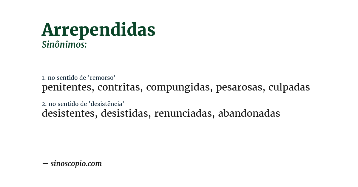 Sinônimo de arrependidas