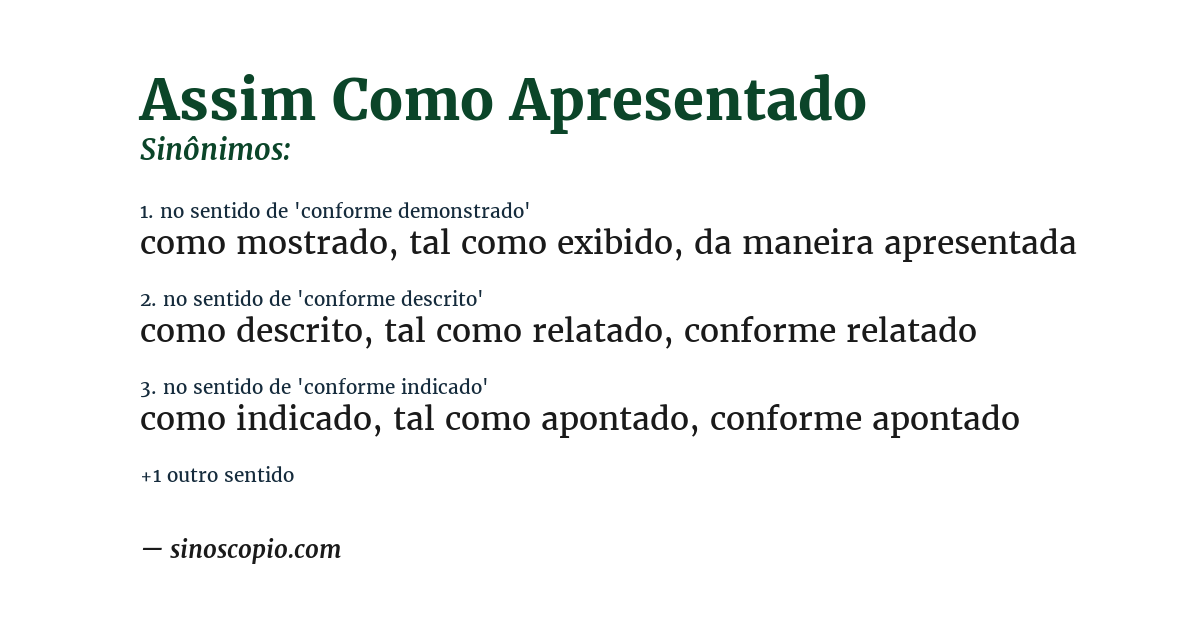Sinônimo de assim como apresentado