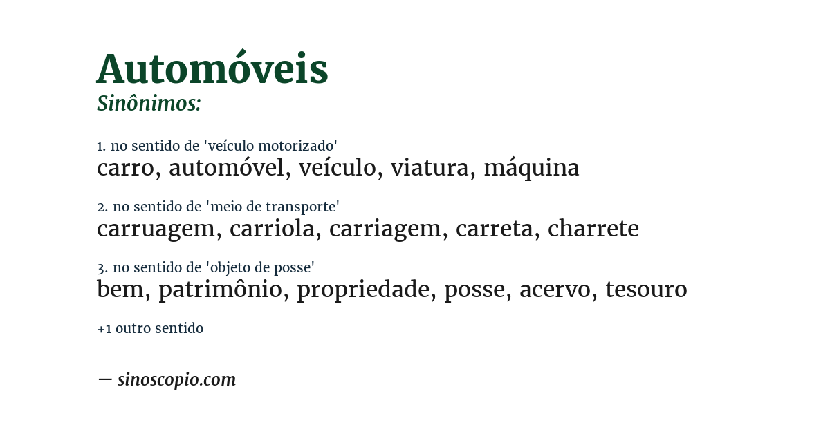 Sinônimo de automóveis