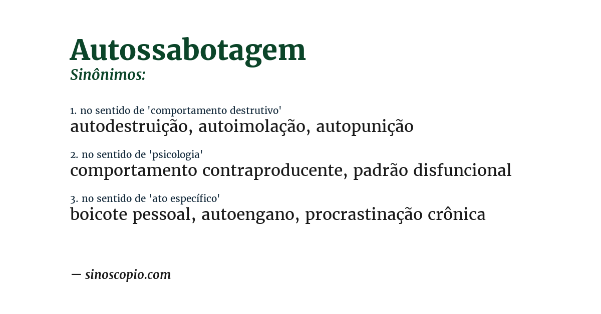 Sinônimo de autossabotagem