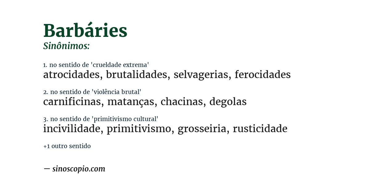 Sinônimo de barbáries