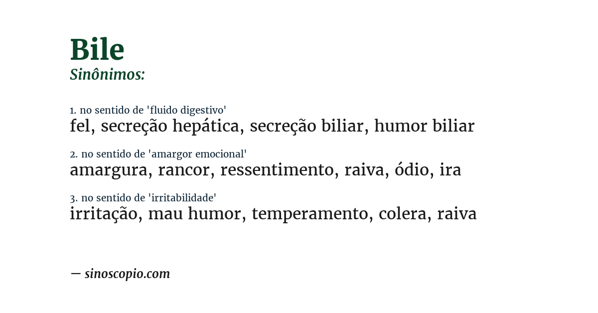 Sinônimo de bile