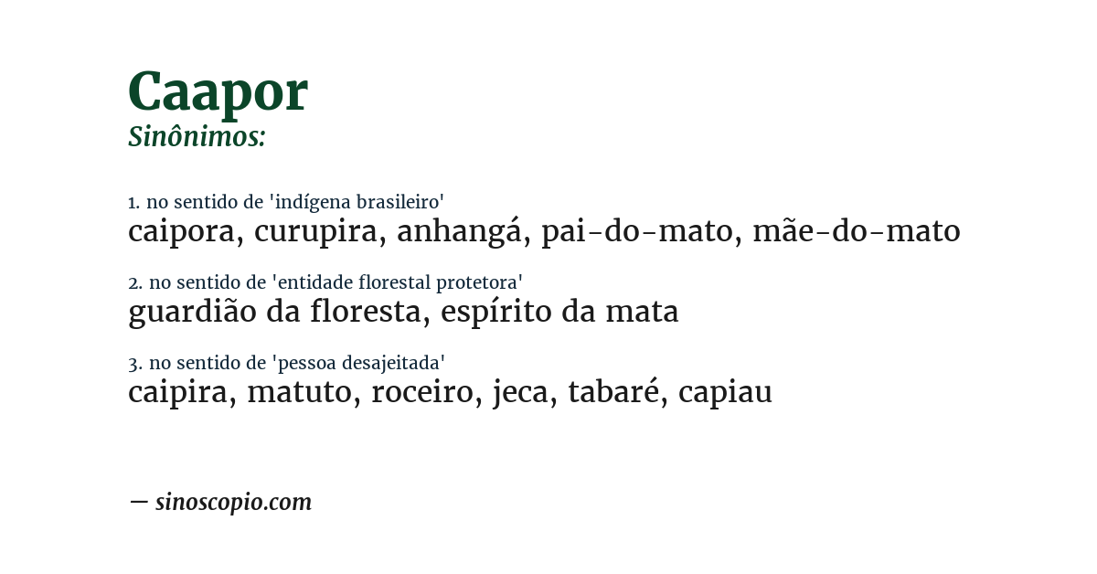 Sinônimo de caapor