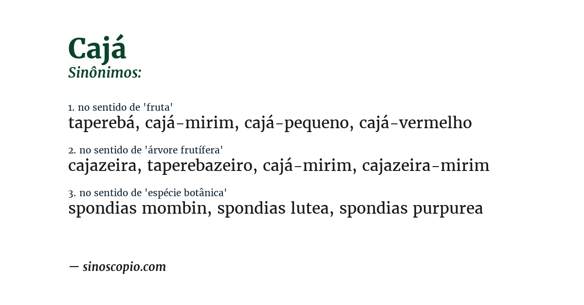 Sinônimo de cajá