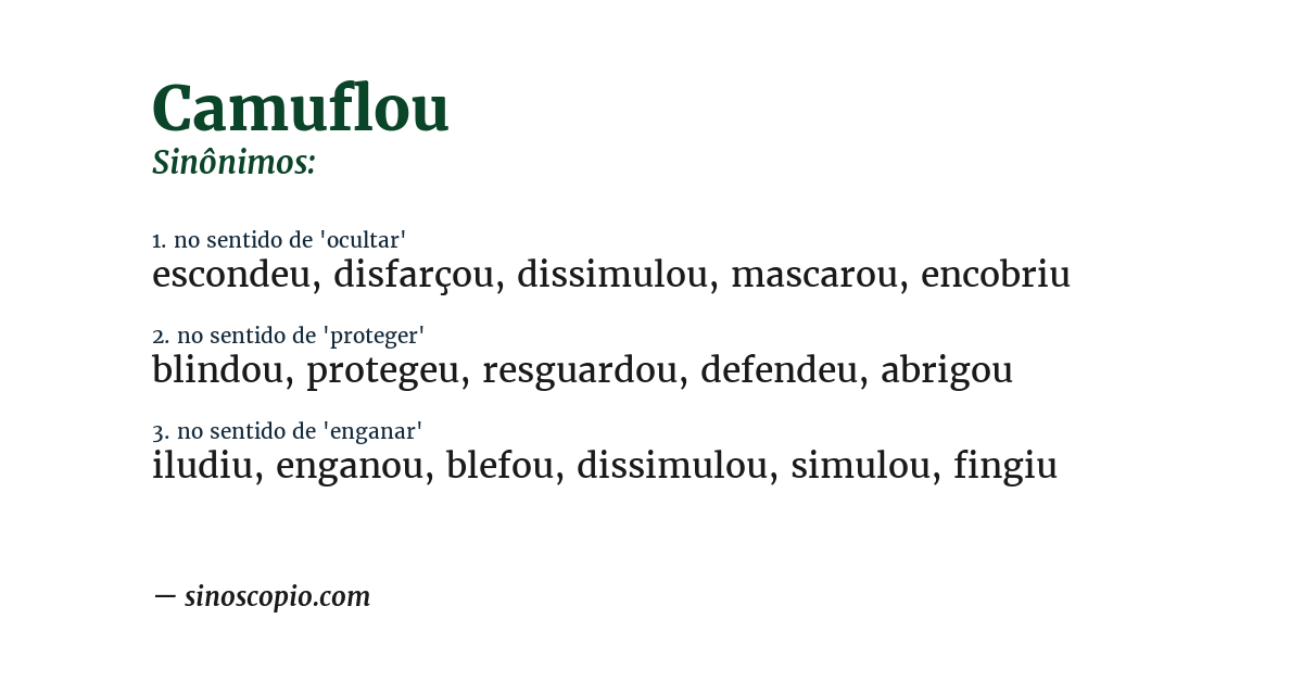 Sinônimo de camuflou