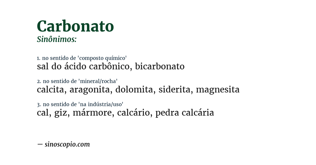 Sinônimo de carbonato