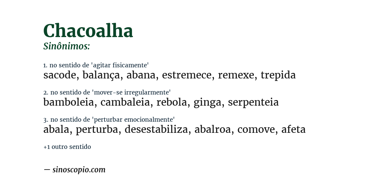 Sinônimo de chacoalha