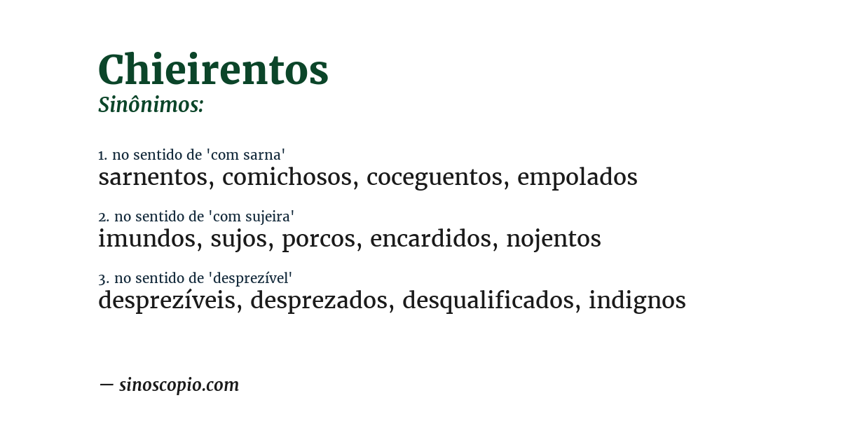 Sinônimo de chieirentos
