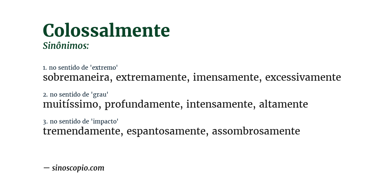 Sinônimo de colossalmente