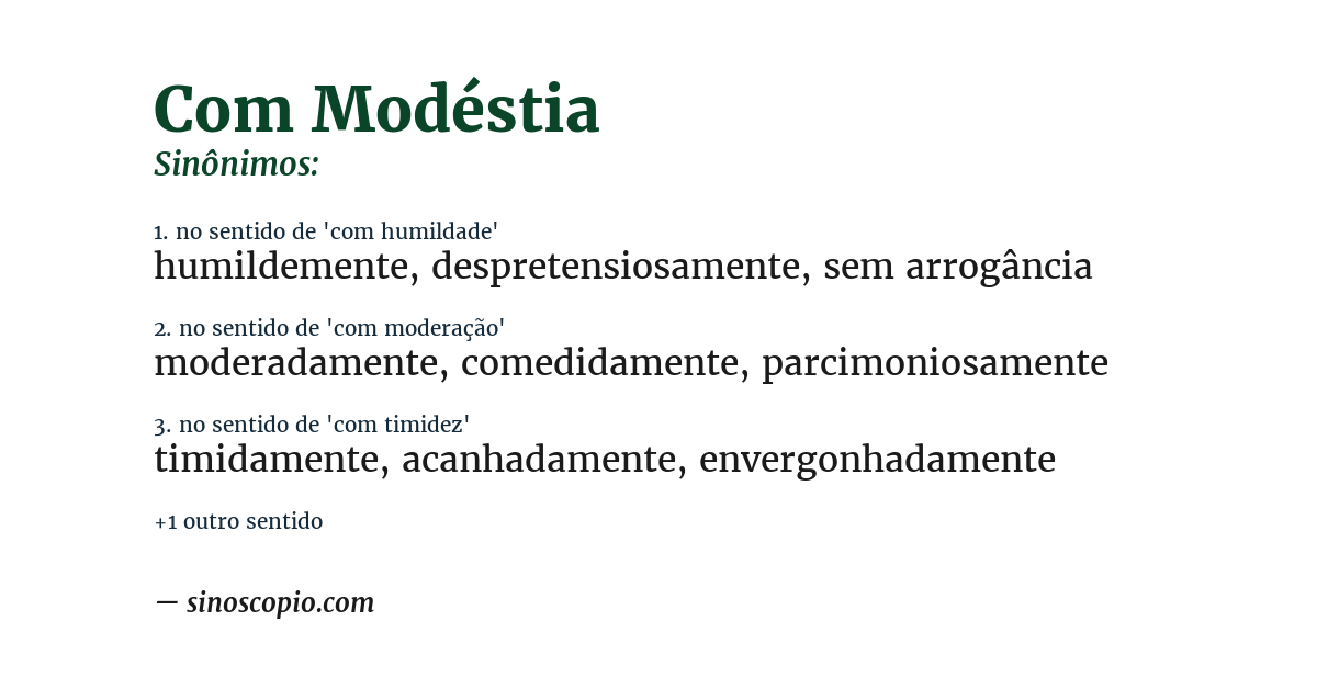 Sinônimo de com modéstia