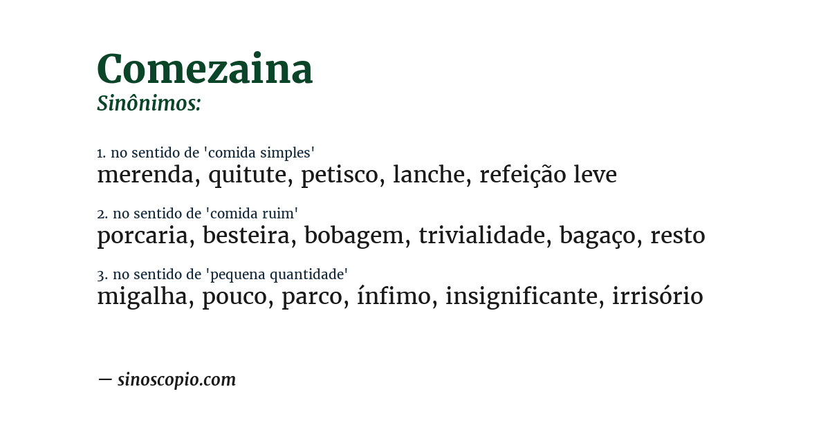 Sinônimo de comezaina