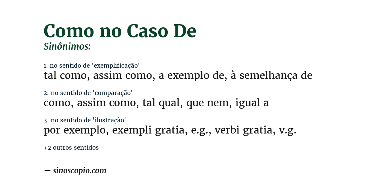 Sinônimo de como no caso de