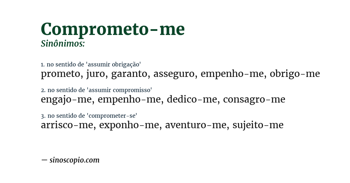 Sinônimo de comprometo-me