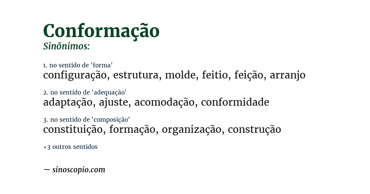 Sinônimo de conformação