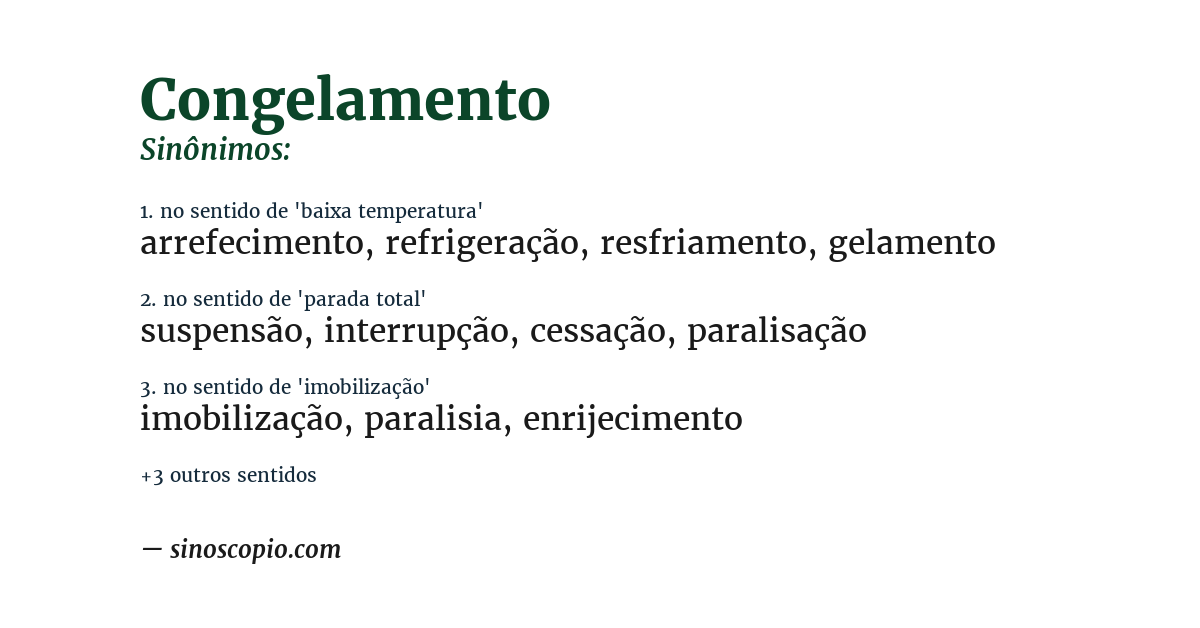 Sinônimo de congelamento
