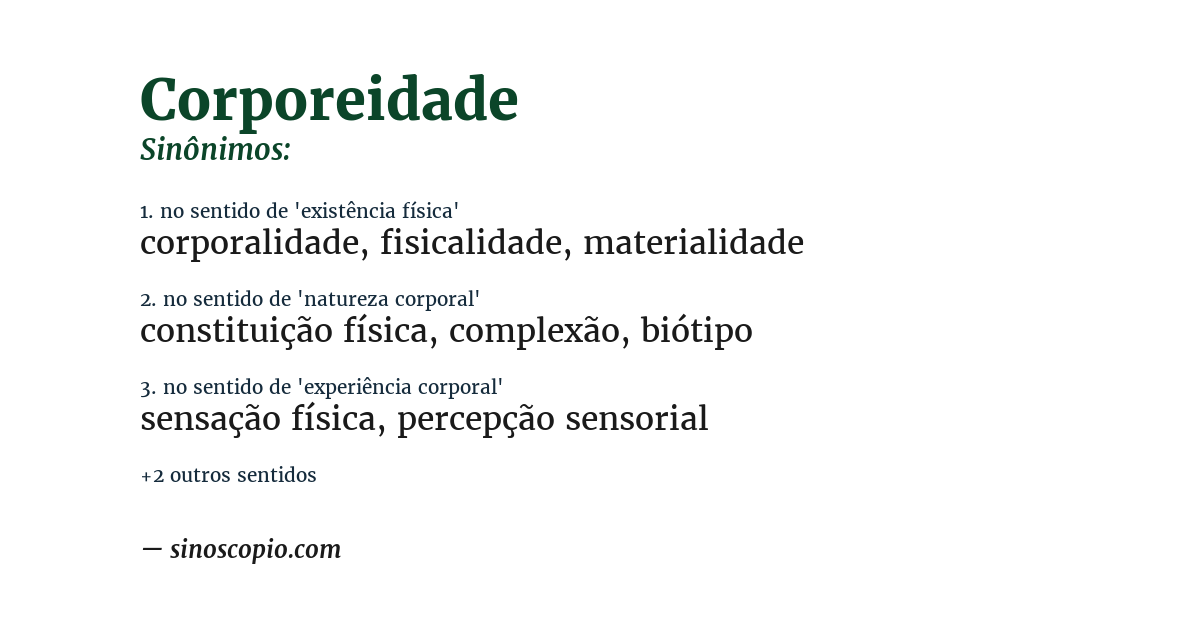 Sinônimo de corporeidade