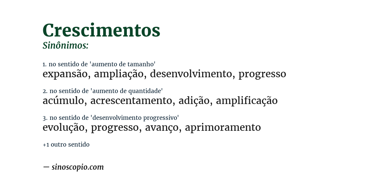 Sinônimo de crescimentos