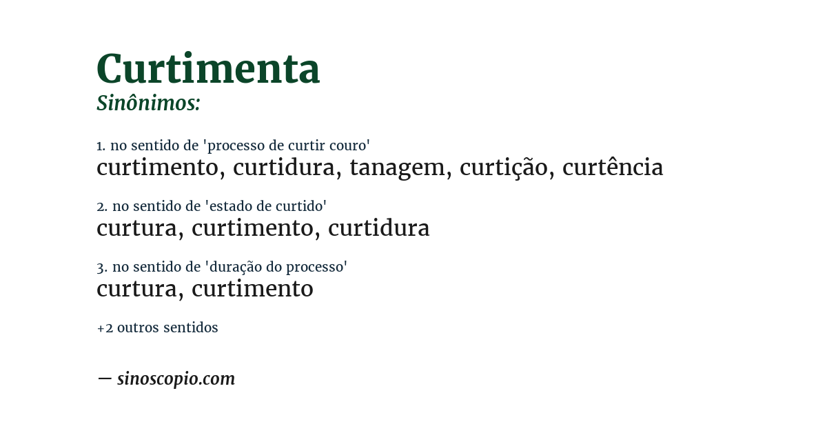 Sinônimo de curtimenta