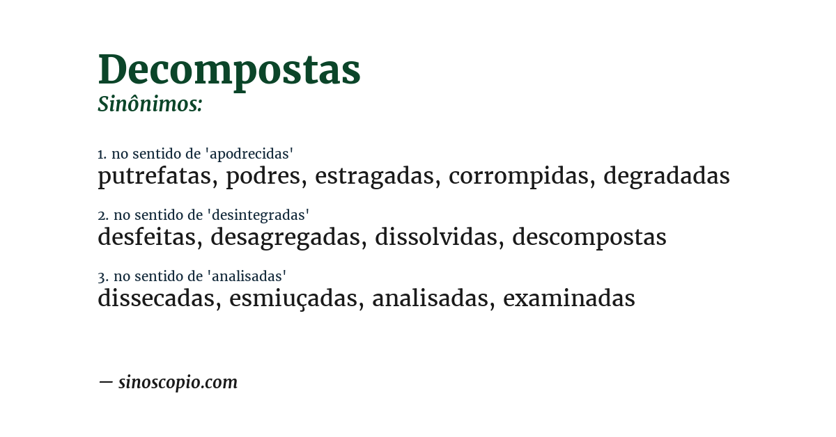 Sinônimo de decompostas
