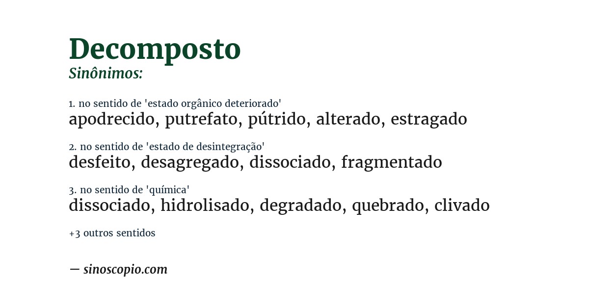 Sinônimo de decomposto