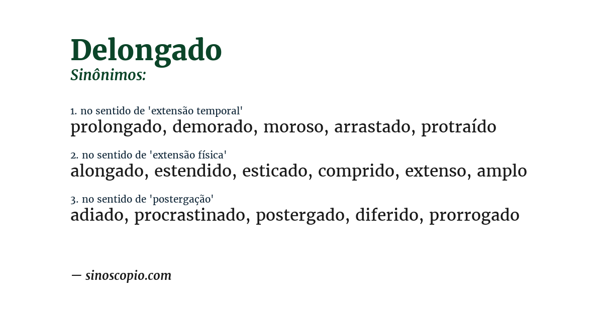 Sinônimo de delongado