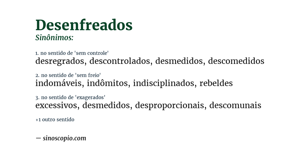 Sinônimo de desenfreados
