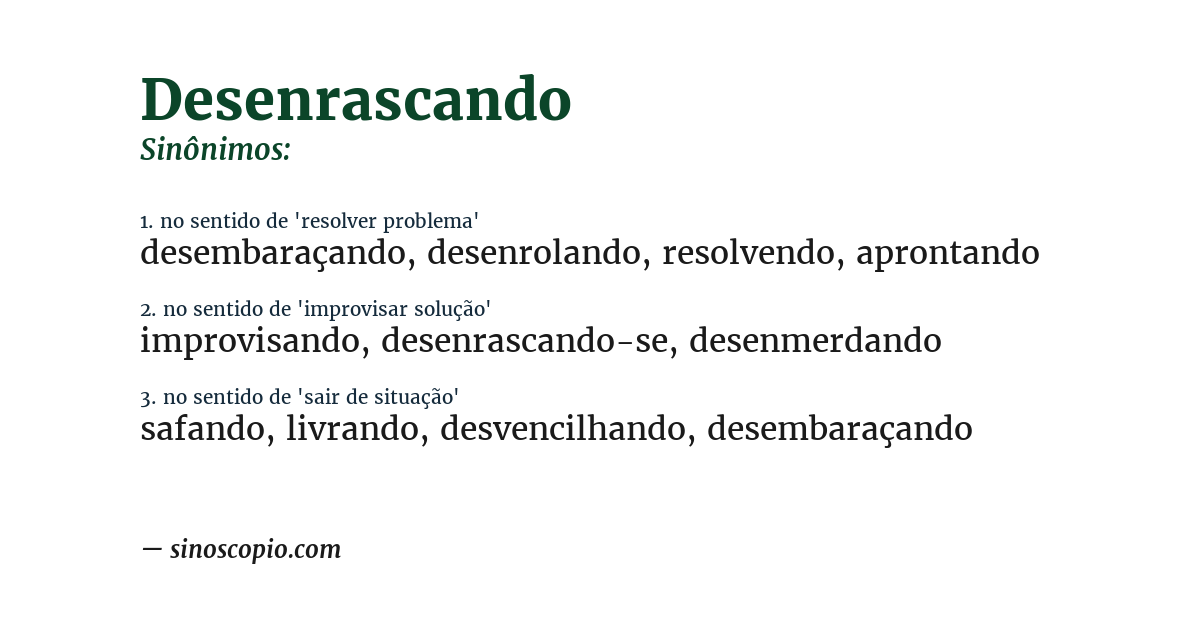 Sinônimo de desenrascando