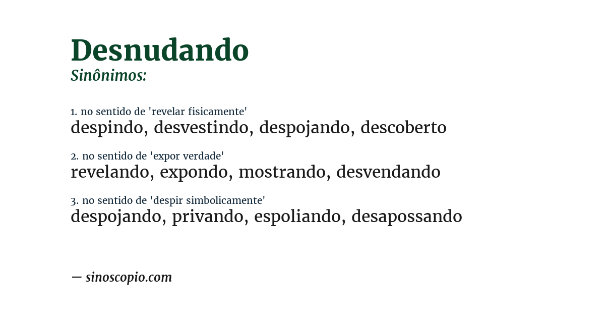 Sinônimo de desnudando