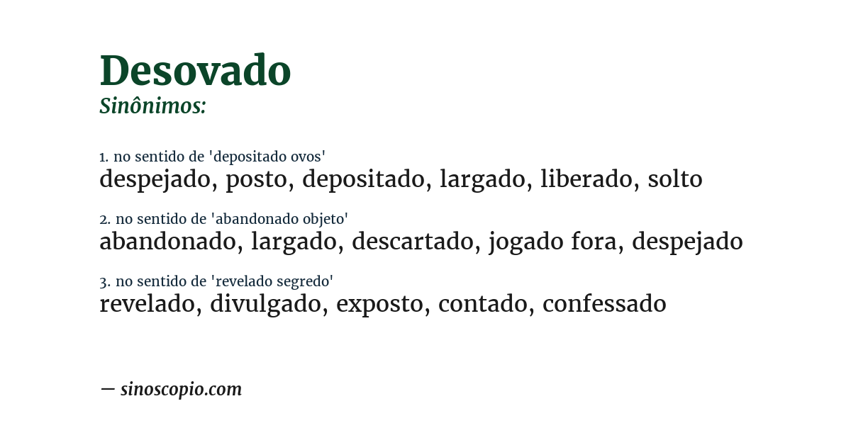 Sinônimo de desovado