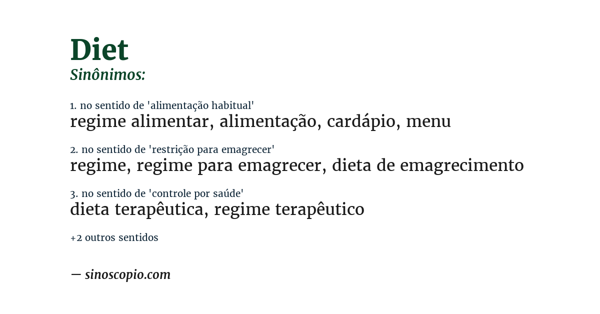 Sinônimo de diet