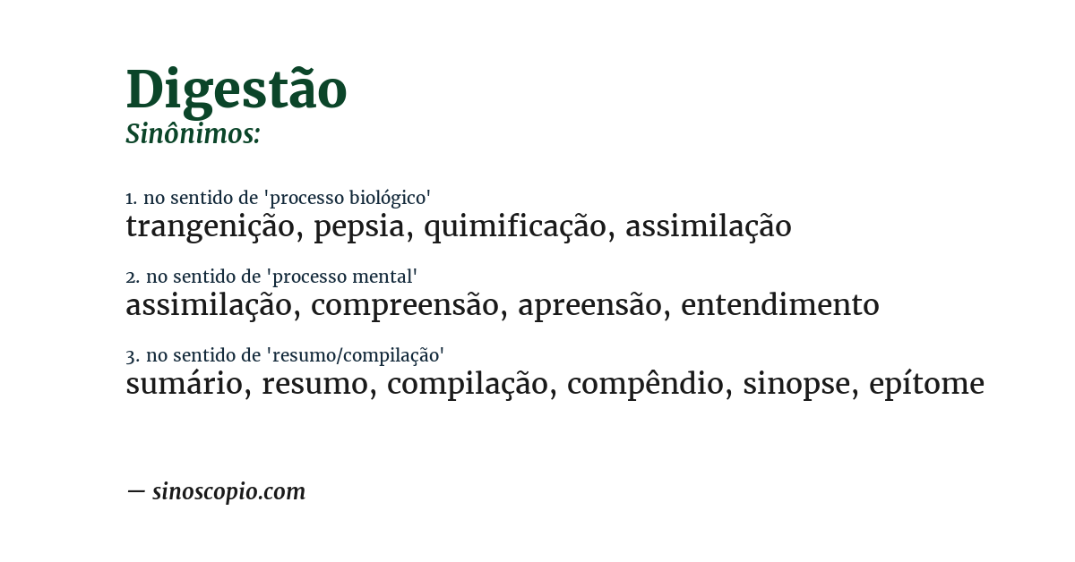 Sinônimo de digestão