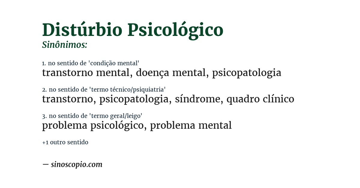 Sinônimo de distúrbio psicológico