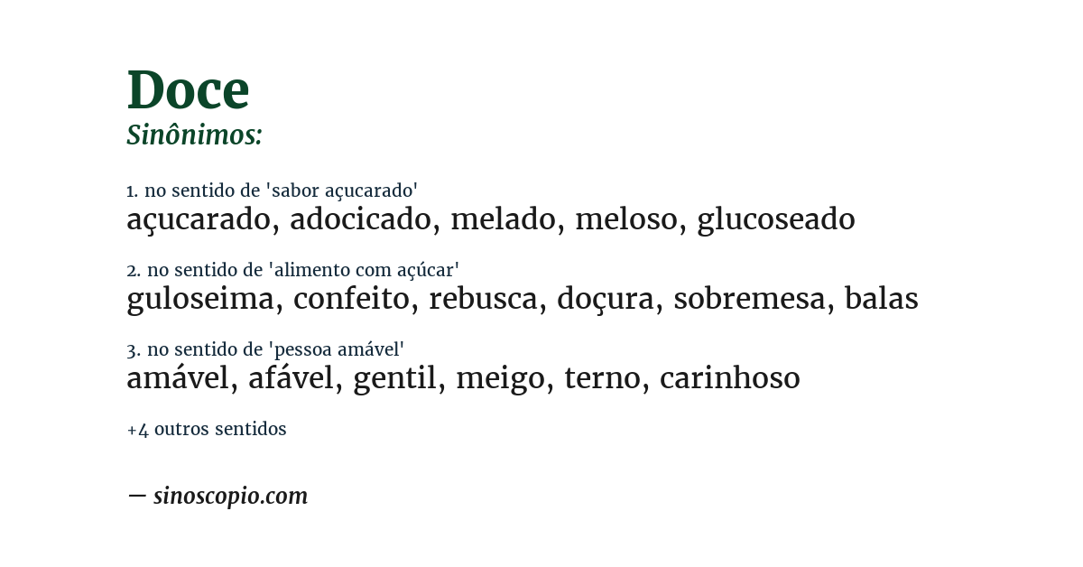 Sinônimo de doce