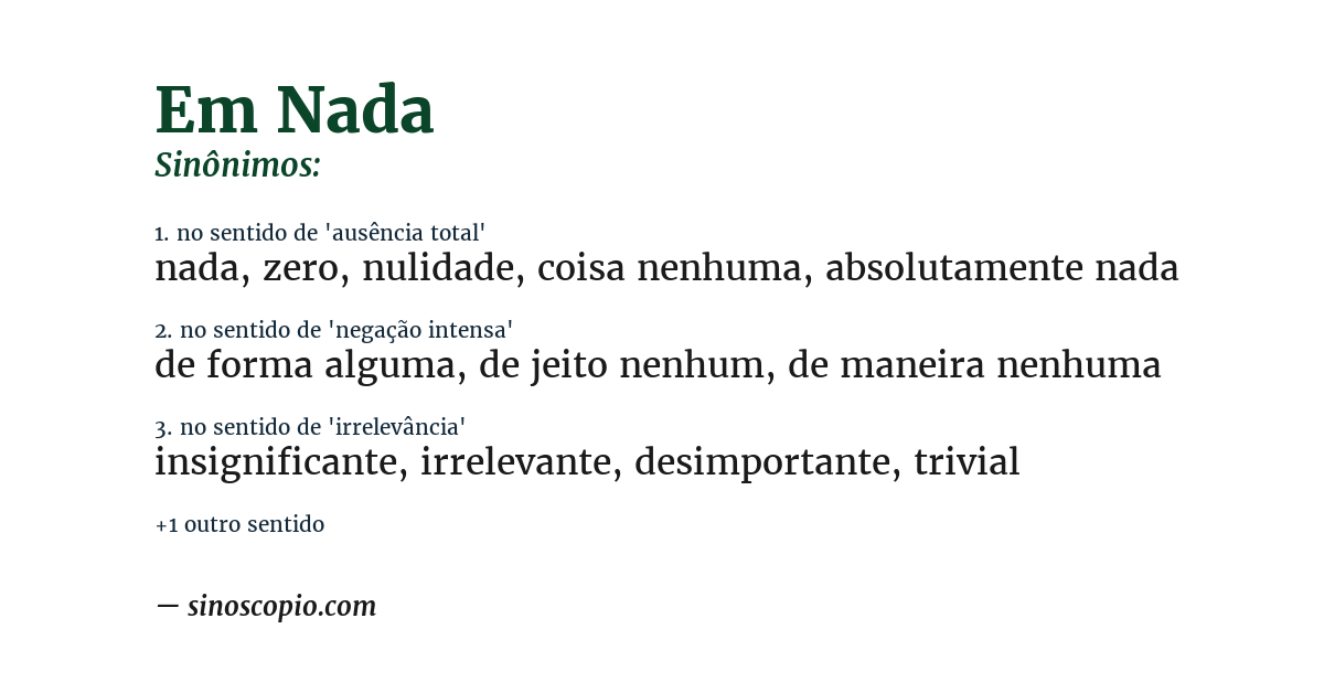Sinônimo de em nada