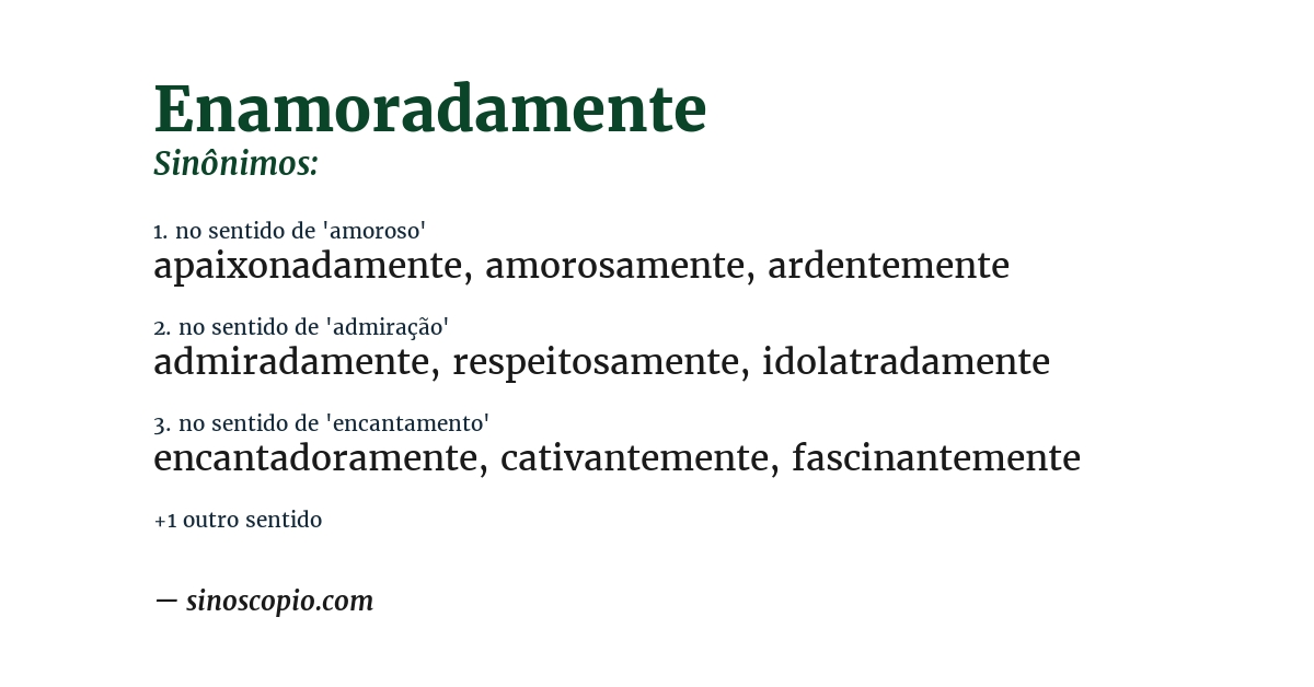 Sinônimo de enamoradamente