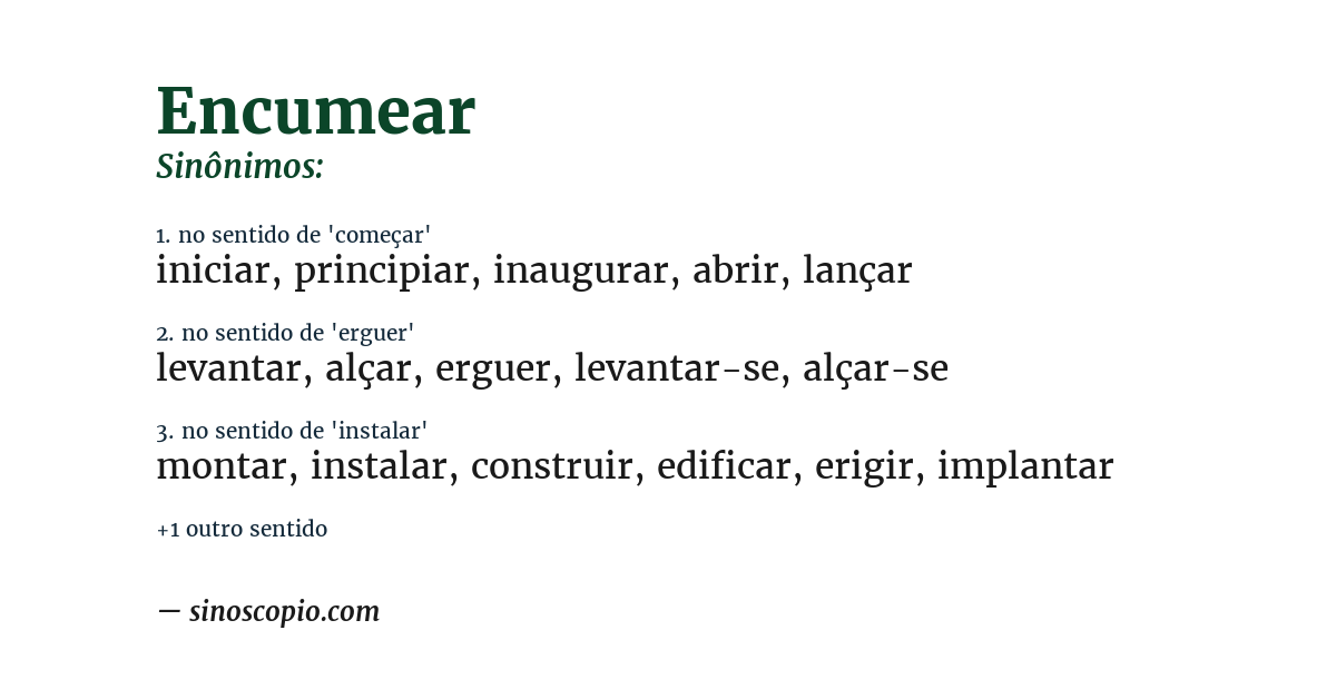 Sinônimo de encumear