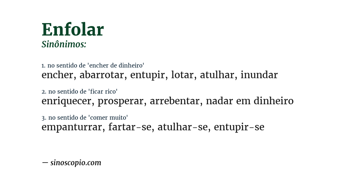 Sinônimo de enfolar