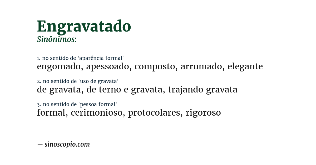 Sinônimo de engravatado