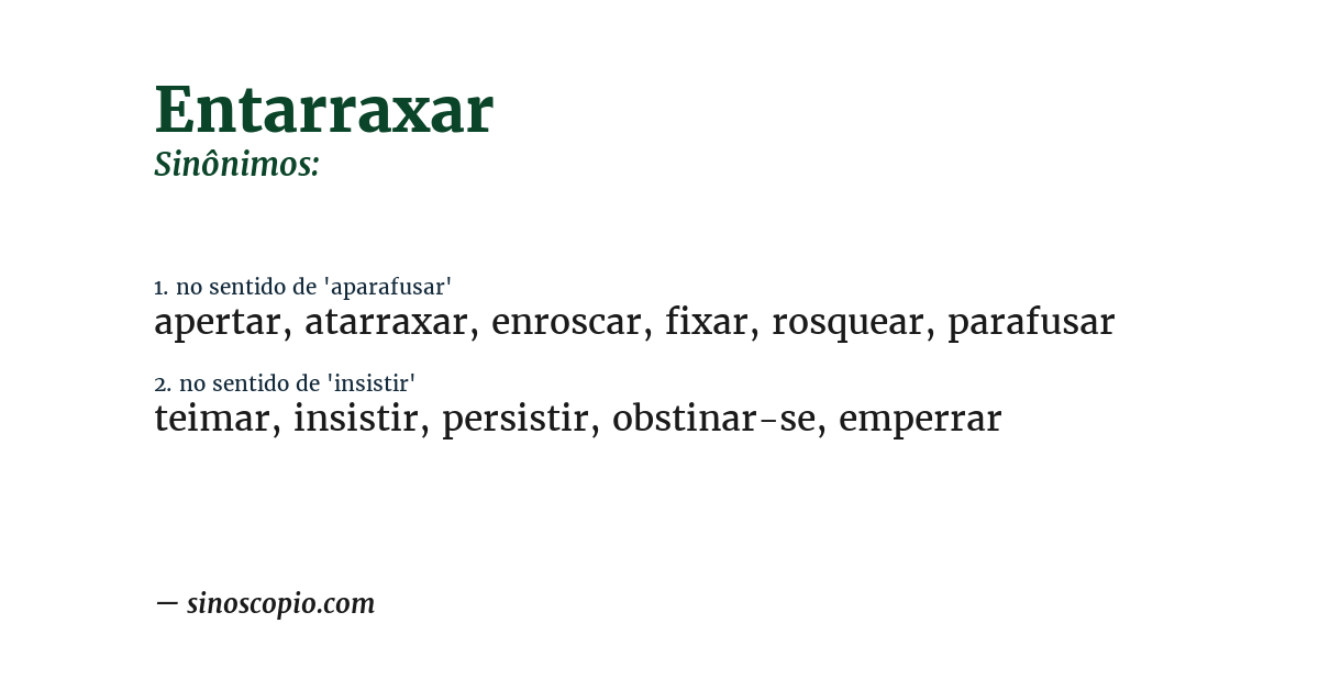 Sinônimo de entarraxar