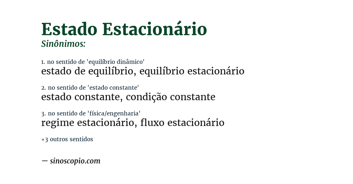 Sinônimo de estado estacionário