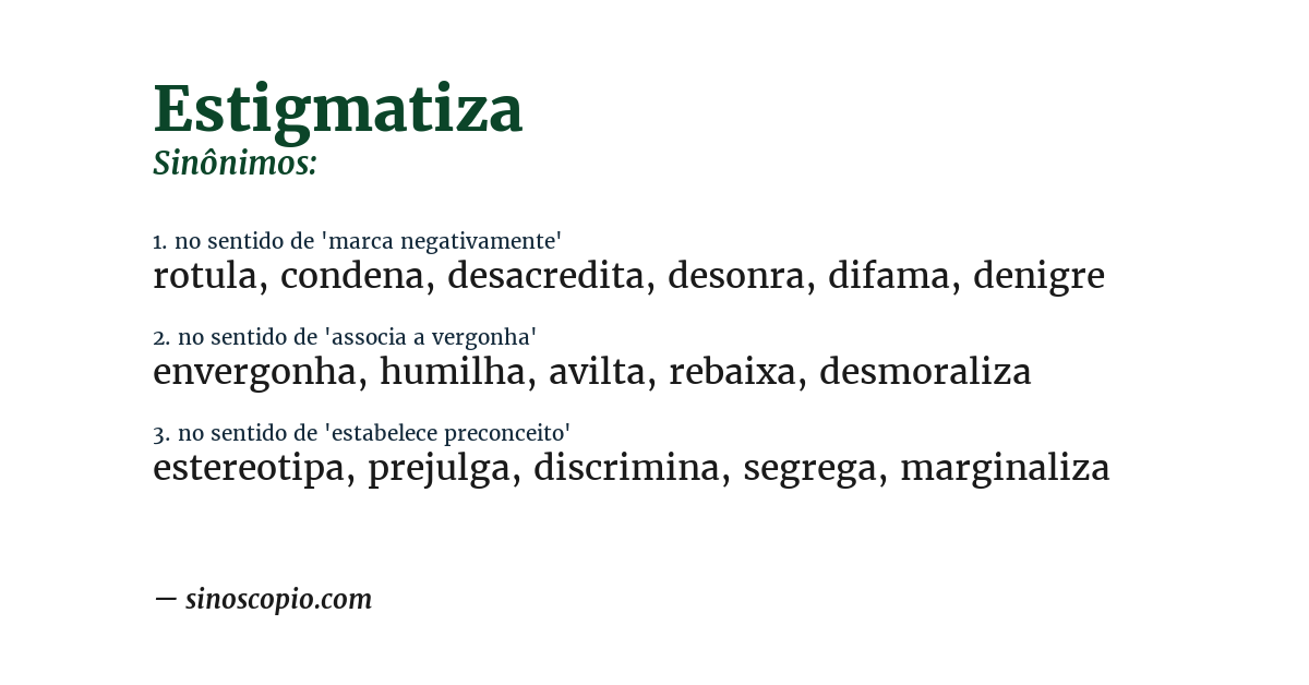 Sinônimo de estigmatiza